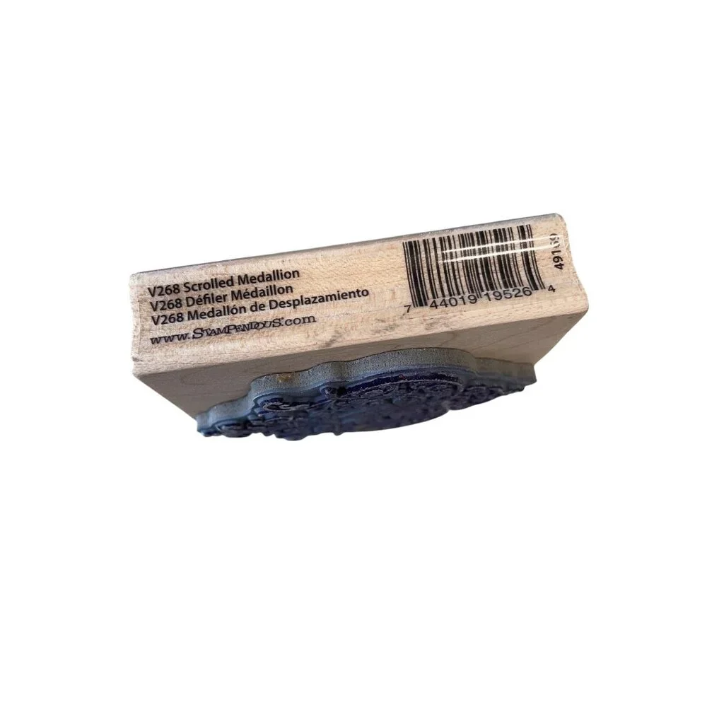 Stampendous V268 Scrolled Medallion‎ Wood Mount Rubber Stamp